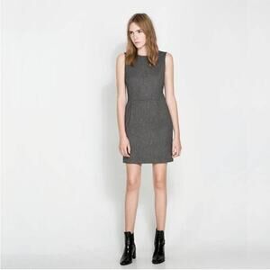 2/$30 ZARA Pleated Sheath Dress with Pockets XS Gray Sleeveless Lined Mini #7015